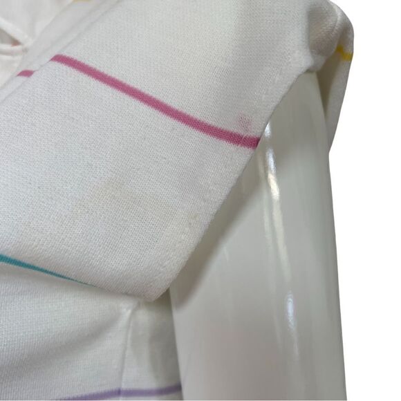 Vintage 1970s Handmade One of a Kind Rainbow Stripe Cinch Waist Polo Midi Dress - Picture 15 of 15